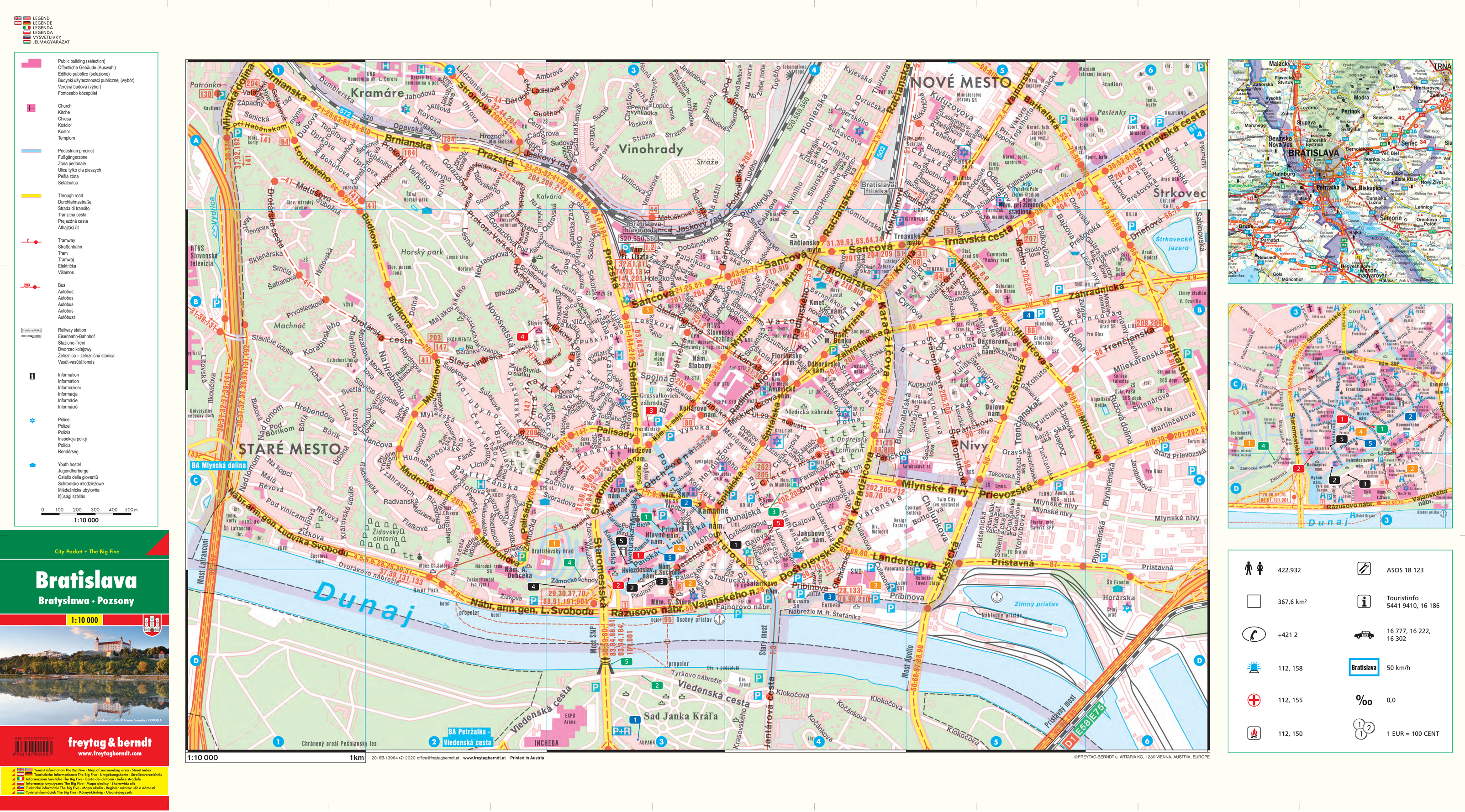 bratislava mapa NÁSTENNÉ MAPY | Bratislava širšie centrum 44,5x81cm, 1:10t lamino  bratislava mapa