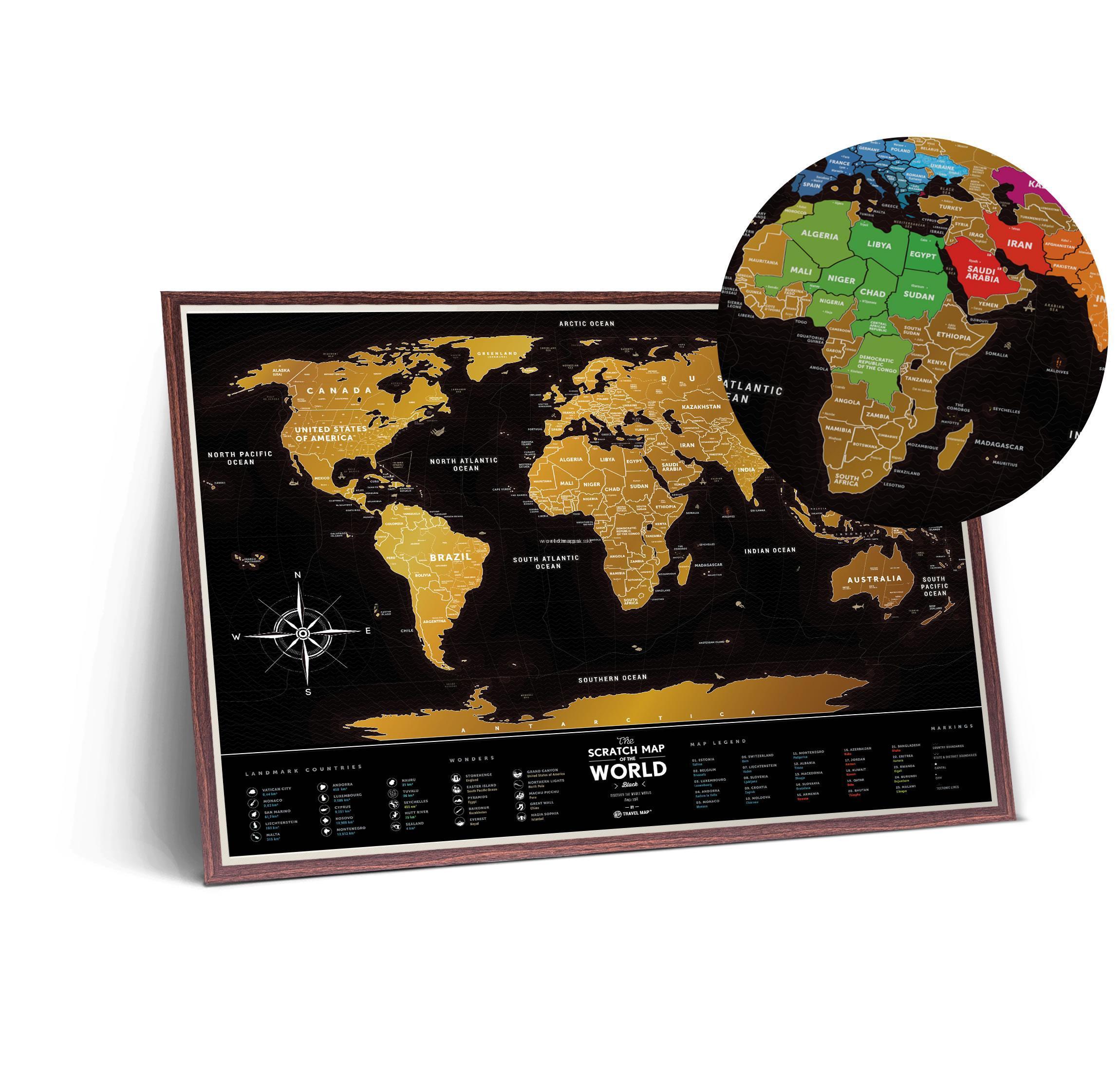 digitalna mapa sveta NÁSTENNÉ MAPY | Black World stieracia mapa sveta + tubus + darček  digitalna mapa sveta