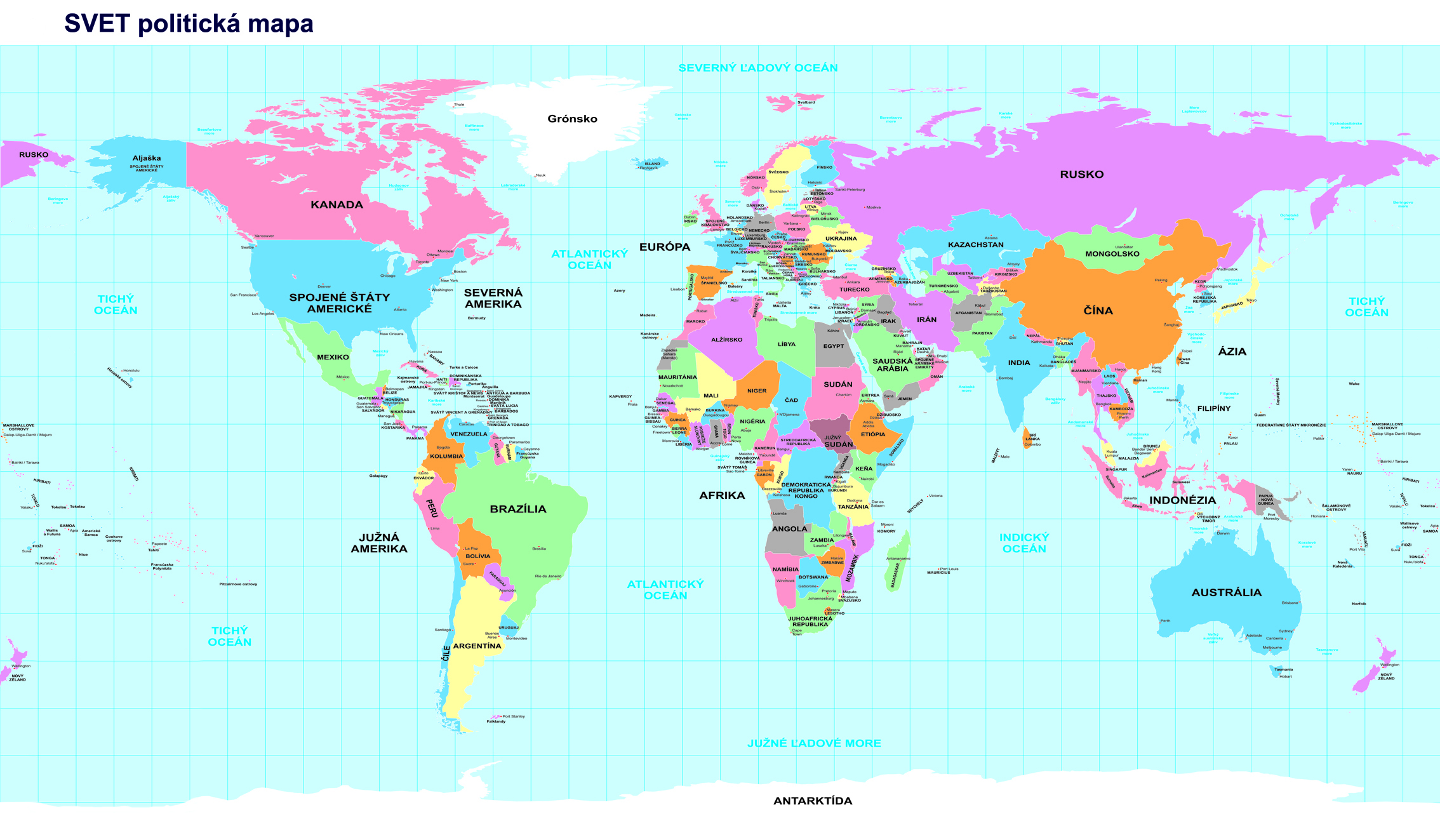 politicka mapa sveta NÁSTENNÉ MAPY | Svet politický SIMPLE tapeta 175x300cm / slovensky  politicka mapa sveta
