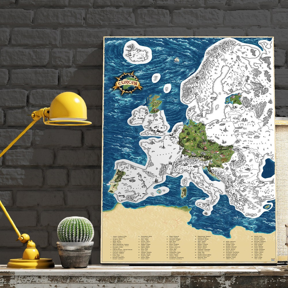 Europe Silver Deluxe nástenná stieracia mapa európy + tubus 66x90cm