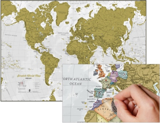 World Gold Extra nástenná stieracia mapa 60x84cm + tubus / anglicky