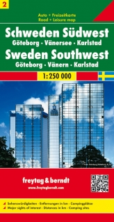 2 Švédsko JZ, Gӧteborg,Vänersee,Karlstad 1:250t (Sweden) automapa Freytag Berndt