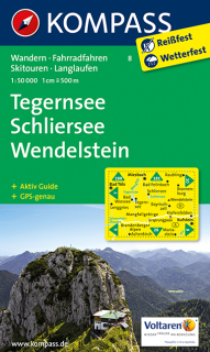 KOMPASS 8 Tegernsee, Schliersee, Wendelstein 1:50t turistická mapa