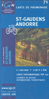 St-Gaudens Andorre 1:100t turist mapa TOP100 IGN.71