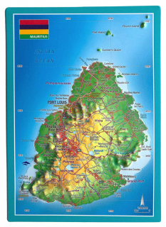 Maurícius (Mauritius) reliéfna 3D mapka 10,5x14,8cm
