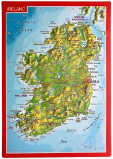 Írsko (Ireland) reliéfna 3D mapka 10,5x14,8cm