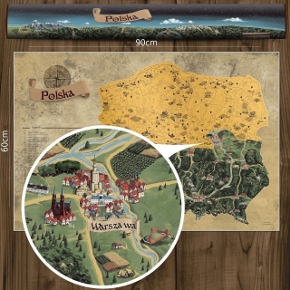 Poľsko DELUXE ZLATÁ nástenná stieracia mapa 90x60cm + tubus