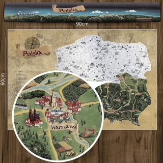 Poľsko DELUXE STRIEBRO nástenná stieracia mapa 90x60cm + tubus