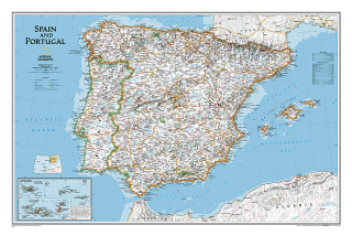 nástenná mapa Španielsko Portugalsko Classic 55x83cm lamino, lišty NGS