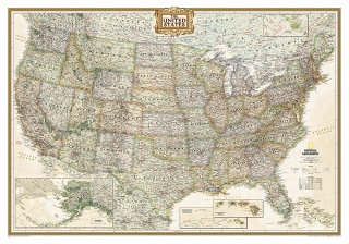 nástenná mapa USA Executive 122x176cm lamino, lišty NGS