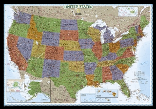 nástenná mapa USA Decorative 122x176cm lamino, lišty NGS