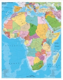 nástenná mapa Afrika PSČ 135x97cm lamino, lišty