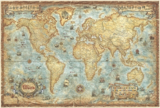 nástenná mapa Svet politický RAY 92x136cm s vlajkami lamino, lišty