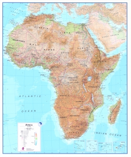 nástenná mapa Afrika geografická 120x100cm lamino, lišty