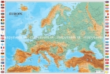 Európa zemepisná s vlajkami 86x124cm lamino zapichovacia bez rámu