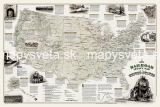 Railroad Legacy Map of the United States 61x91cm lamino s hliníkovými lištami