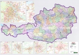 nástenná mapa Rakúsko PSČ II. 83,5x120cm papierová bez líšt