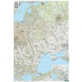 Európa VÝCHOD cestná 85x125cm lamino zapichovacia bez líšt nástenná mapa 