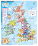 Británia PSČ 140x100cm lamino zapichovacia bez rámu nástenná mapa