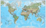 nástenná mapa Svet Green fyzický 123x198 lamino, lišty
