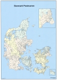 Dánsko PSČ 119x85,50cm lamino zapichovacie bez rámu nástenná mapa