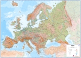 Európa geografická 120x165cm zapichovacia v ráme nástenná mapa