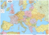 Európa politická s cestnou sieťou XL 124x173cm  papier bez líšt nástenná mapa