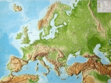 nástenná mapa reliéfna 3D Európa v ráme 82x60cm / anglicky