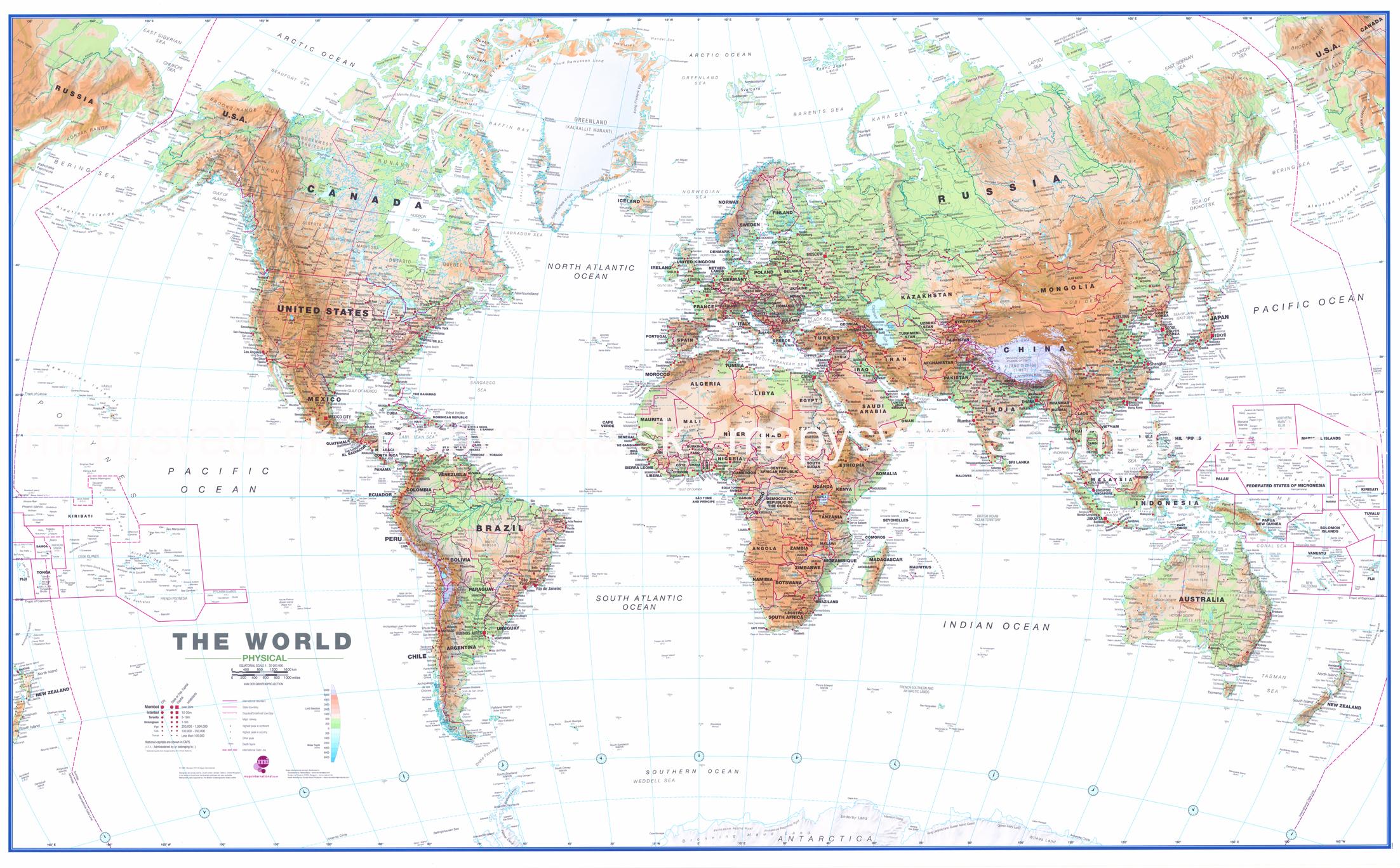 Svet geografický WHITE 85x136cm zapichovacia mapa bez rámu