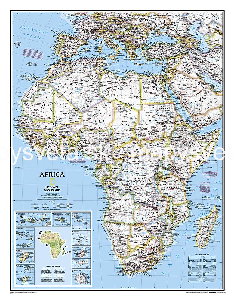 Afrika politická Classic 78x61cm zapichovacia mapa bez rámu NGS