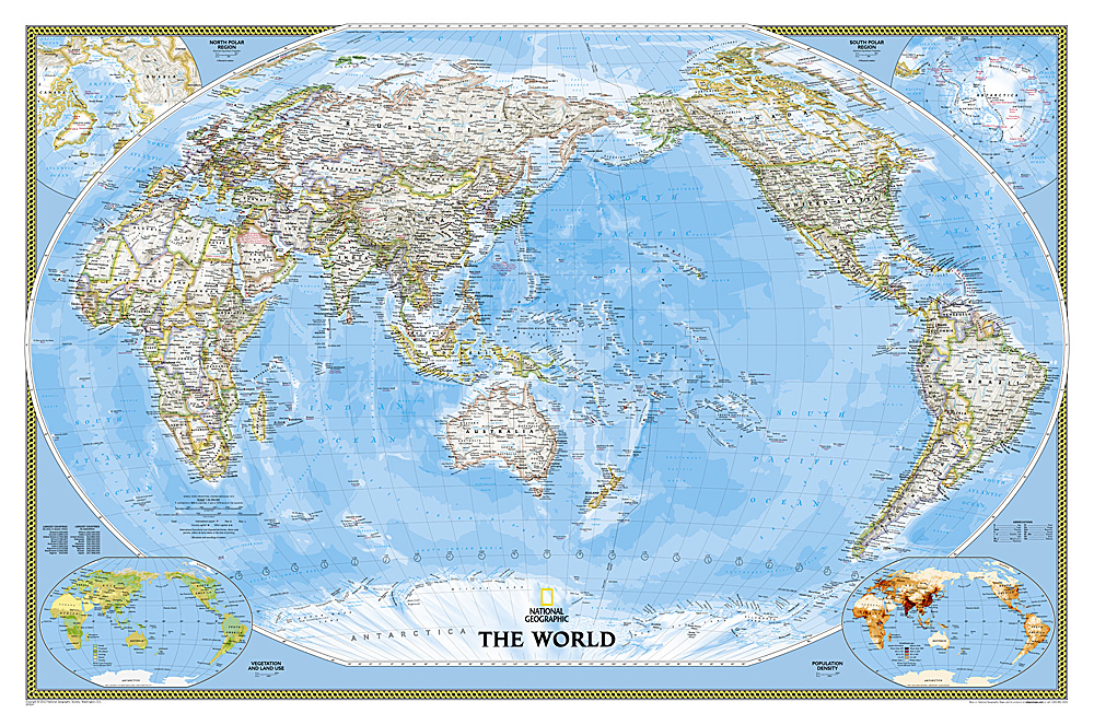 nástenná mapa Svet politický CLASSIC Pacifik 122x185cm,lamino plastové lišty NGS