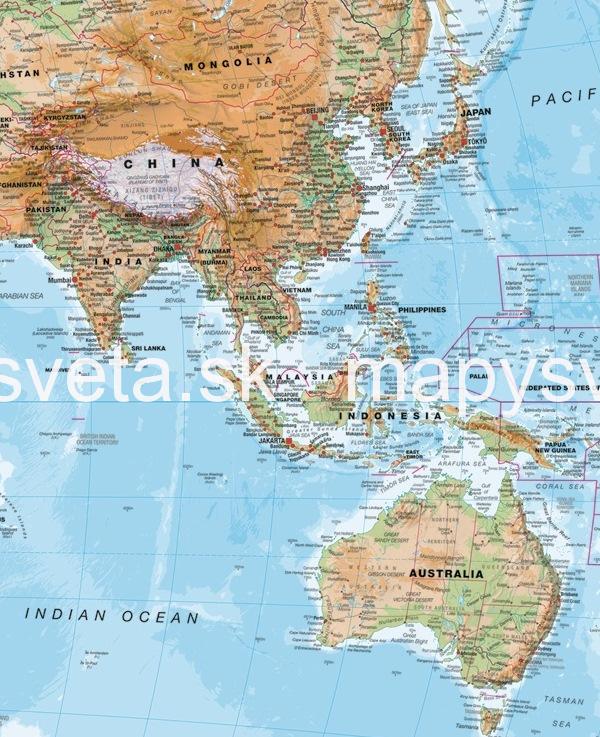 Svet geografický 117x192cm lamino, hliníkové zaklapávacie lišty MI