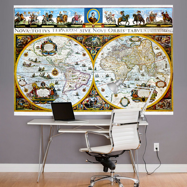 Svet Blaeu 1668, historický 108x160cm papierová nástenná mapa bez líšt