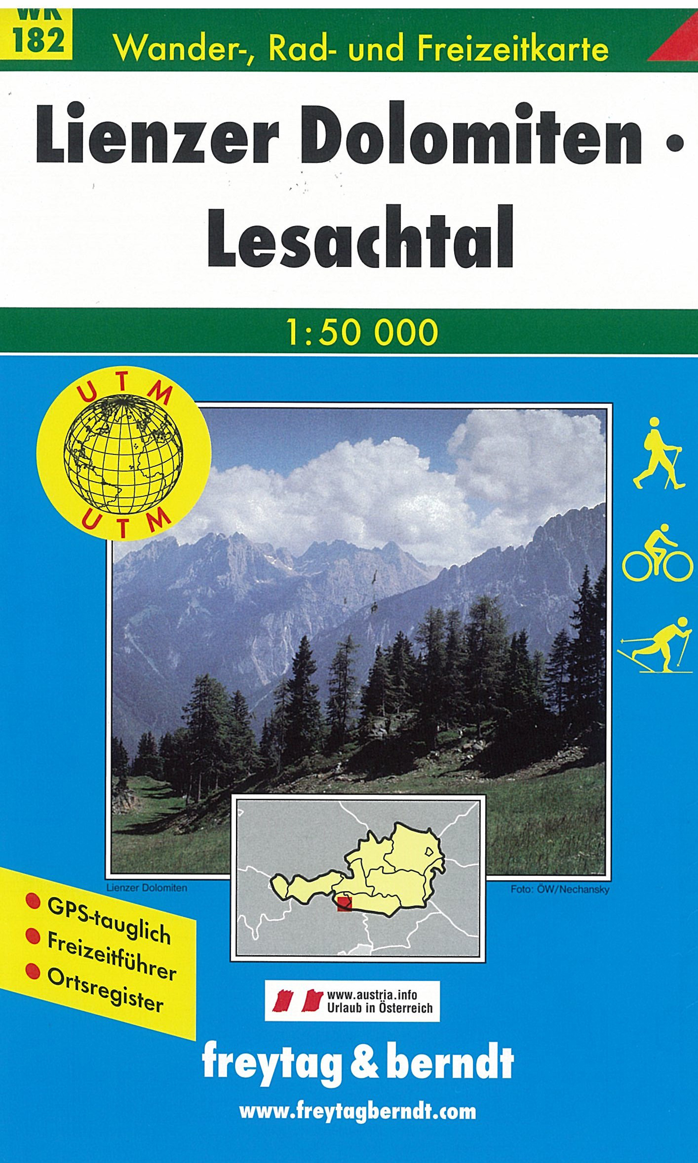 WK182 Lienzer Dolomiten, Lesachtal, Villgratner Berge 1:50t turistická mapa FB