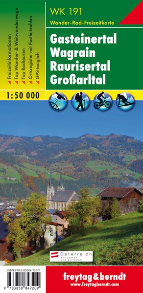 WK191 Gasteiner Tal, Wagrain, Großarltal 1:50t turistická mapa FB