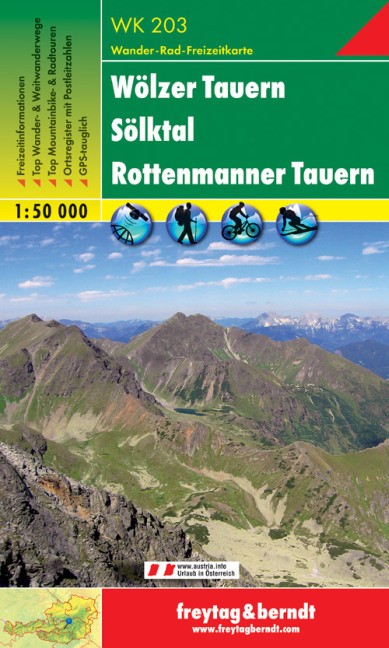 WK203 Wölzer Tauern, Sölktal, Rottenmanner Tauern 1:50t turistická mapa FB