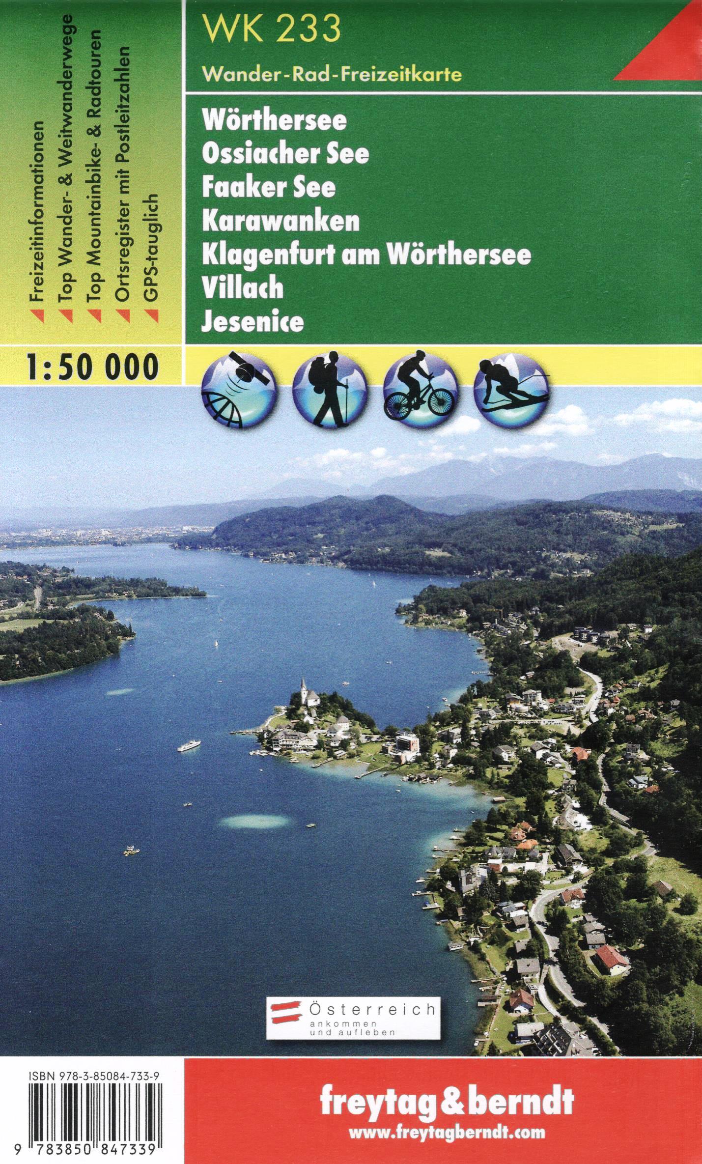 WK233 Wörthersee, Ossiacher See, Faaker See, Karawanken 1:50t turist mapa FB