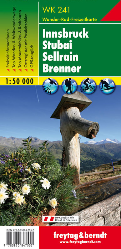 WK241 Innsbruck, Stubai, Sellrain, Brenner 1:50t turistická mapa FB