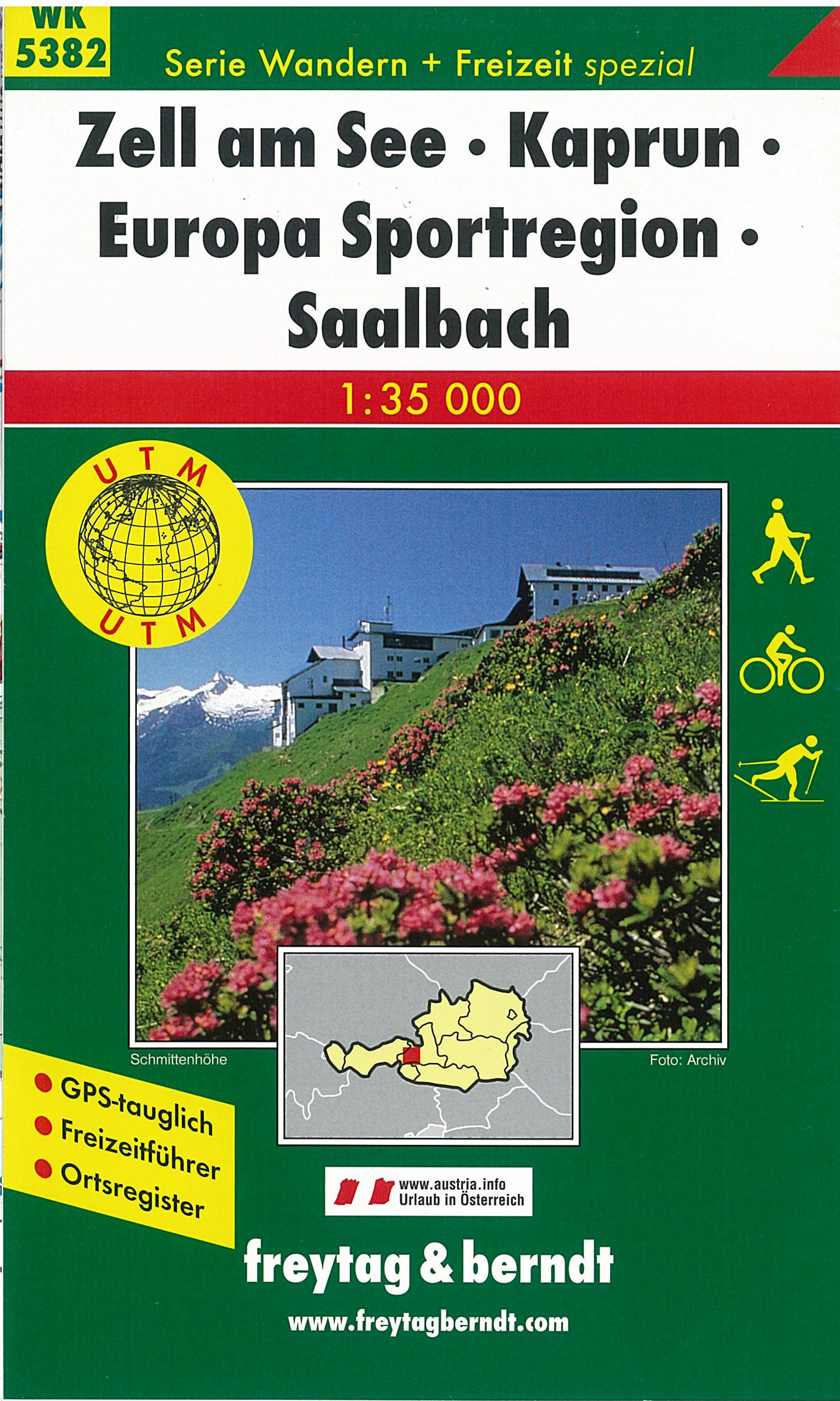 WK5382 Zell am See, Kaprun, Europa Sportregion,Saalbach 1:35t turistická mapa FB