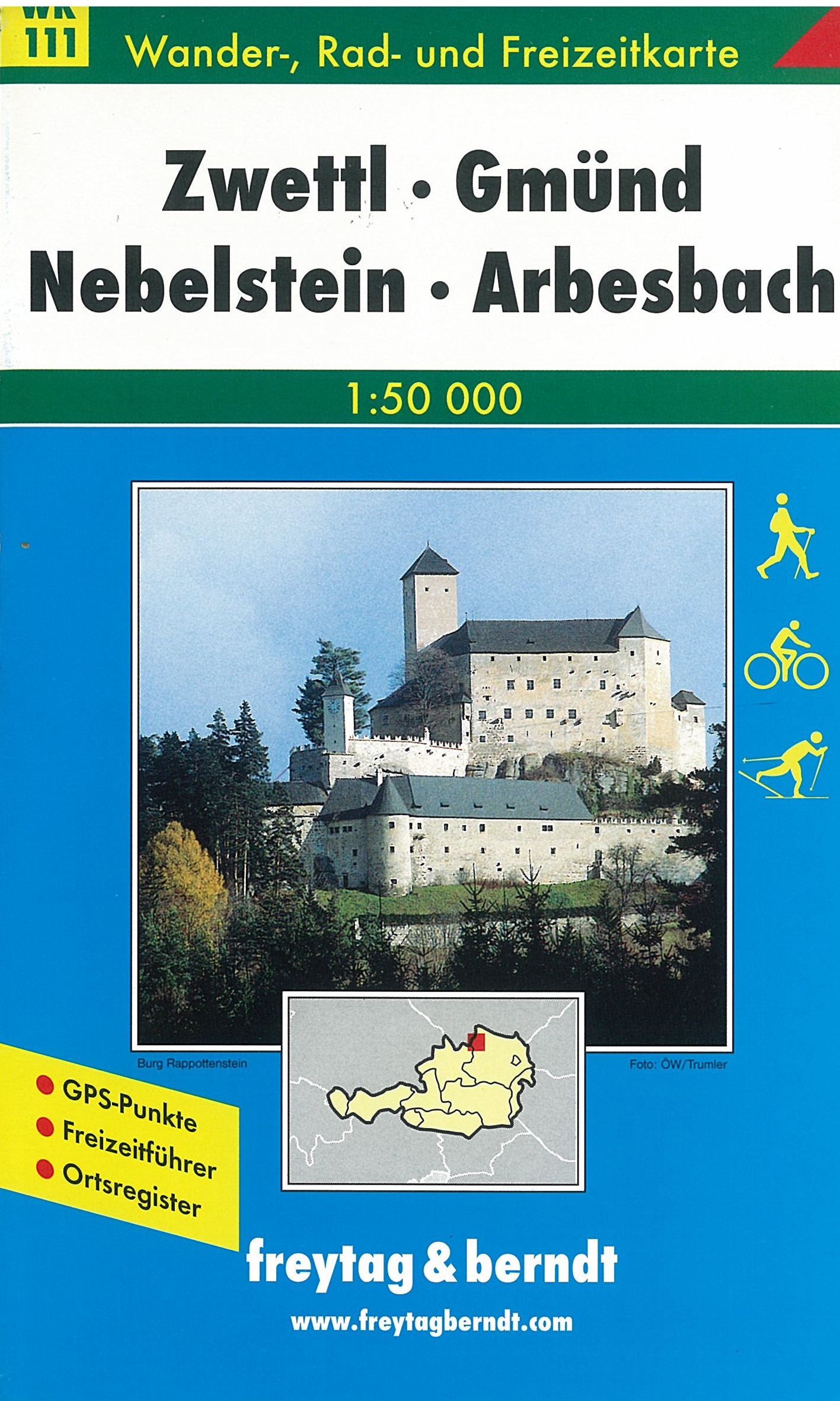 WK111 Zwettl, Gmünd, Nebelstein, Arbesbach 1:50t turistická mapa FB