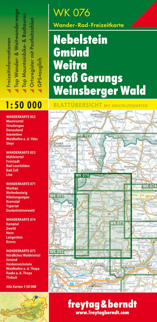 WK076 Nebelstein, Gmünd, Weitra, Groß Gerungs 1:50t turistická mapa FB