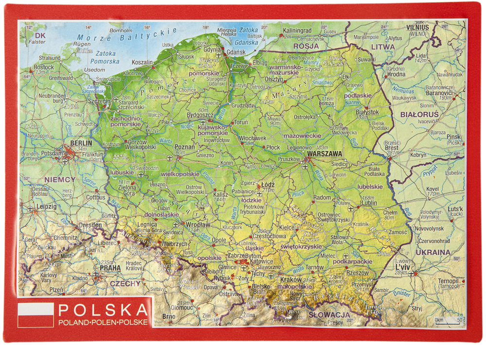 Poľsko reliéfna 3D mapka 10,5x14,8cm