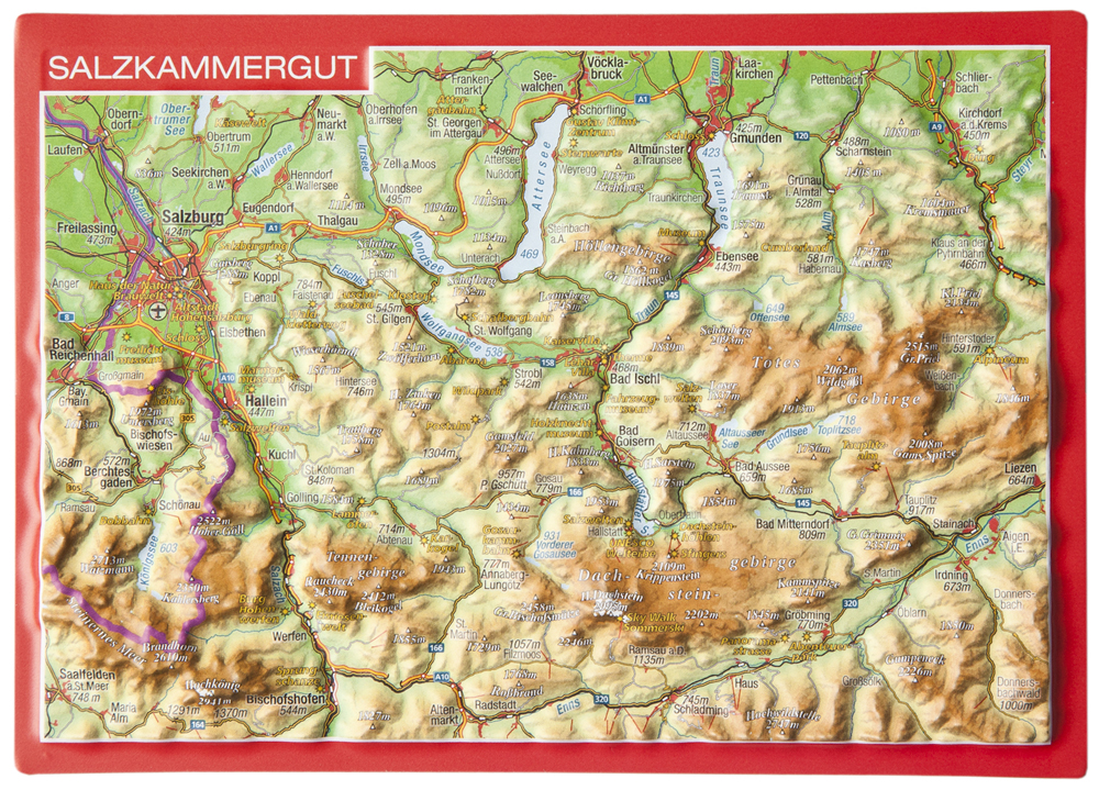 Salzkammergut (Rakúsko) reliéfna 3D mapka 10,5x14,8cm