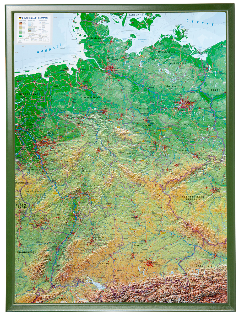Nemecko reliéfna 3D mapa 57x77cm