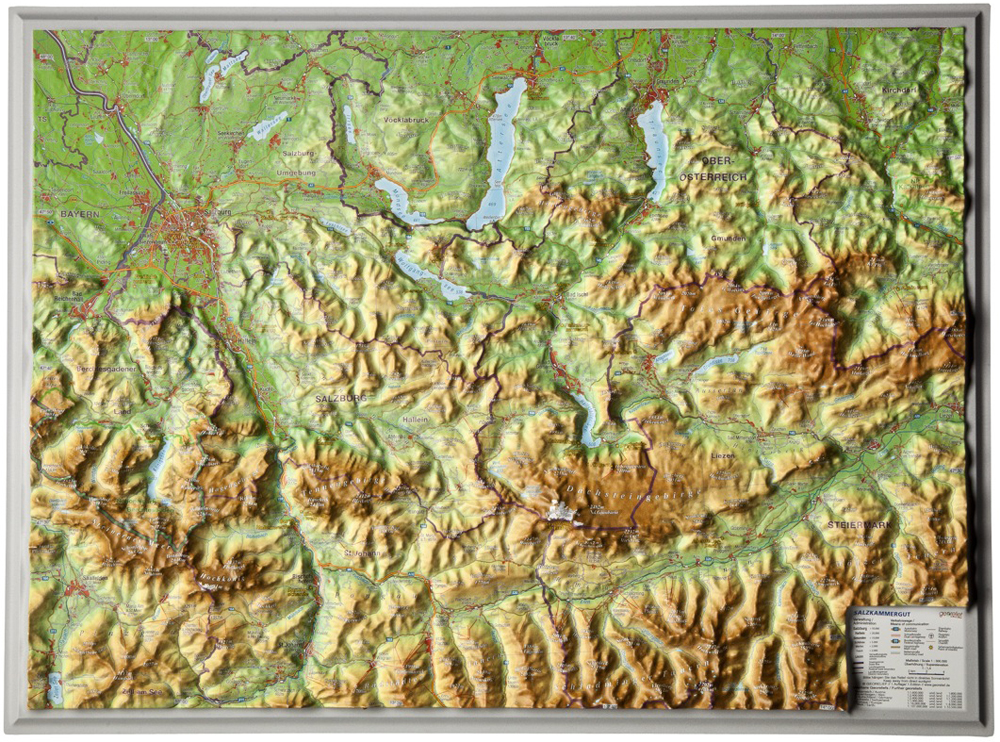 Salzkammergut (Rakúsko) reliéfna 3D mapa 29x38,5cm