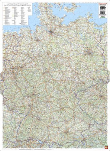 nástenná mapa Nemecko cestná 1:700t 129x94cm lamino, plastové lišty