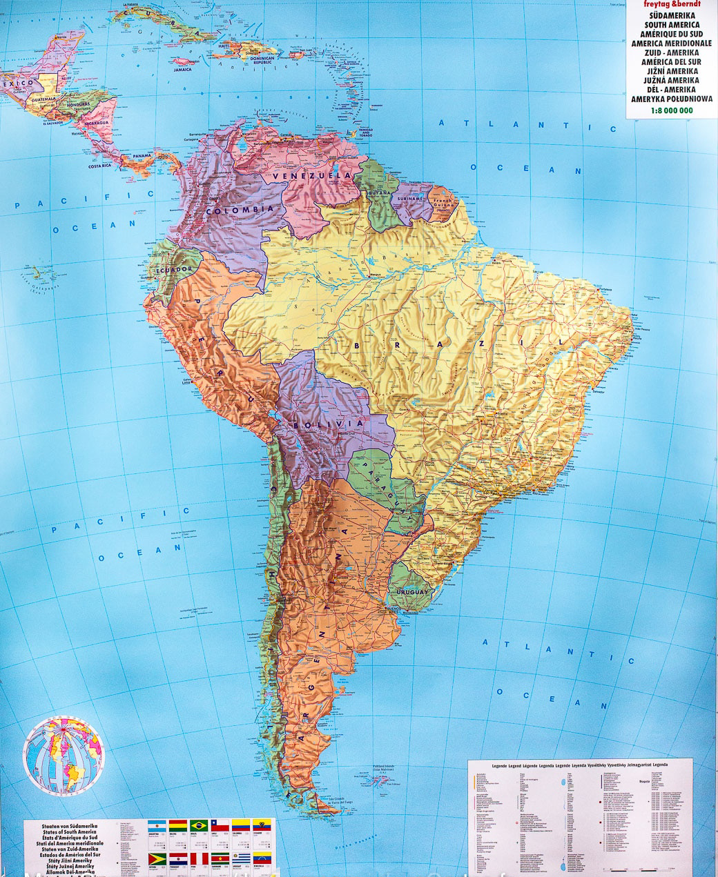 nástenná mapa Amerika južná politická 124x97cm lamino, lišty