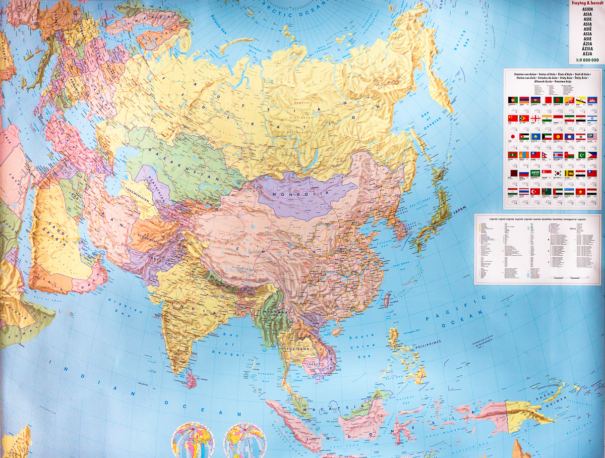 nástenná mapa Ázia politická 121x164cm lamino, lišty
