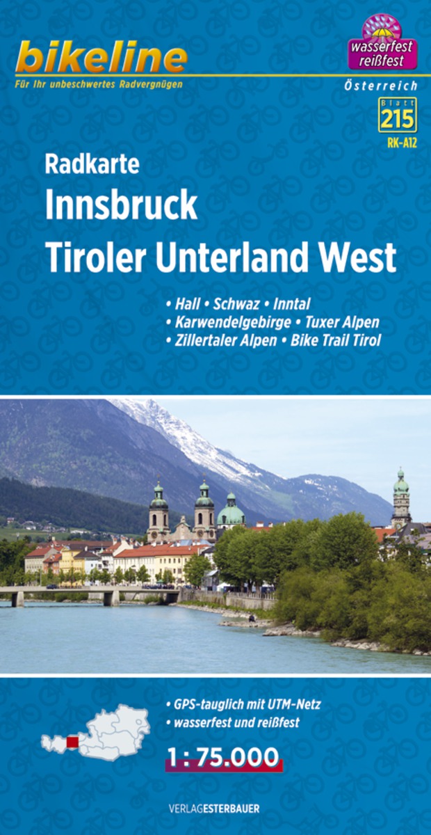 RK-A12 (215) Innsbruck-Tiroler Unterland West 1:75t cyklomapa Esterbauer