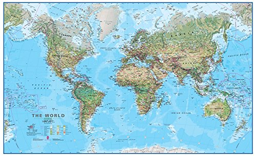 nástenná mapa Svet Green fyzický 123x198 lamino, lišty